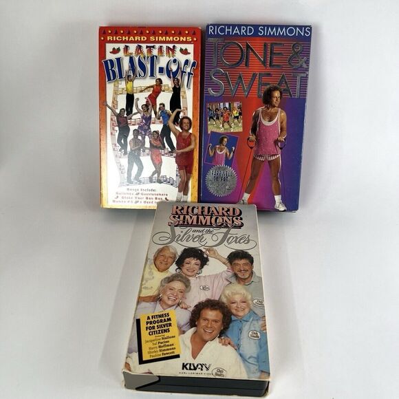 Vintage Richard Simmons Exercise VHS Tape Lot of 3 Fitness Aerobics Dance Tone - Picture 1 of 16